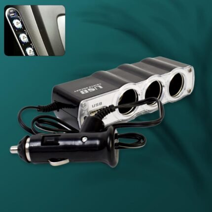 Triple Way Car 12v Lighter Socket Splitter USB Charger Power Adapter