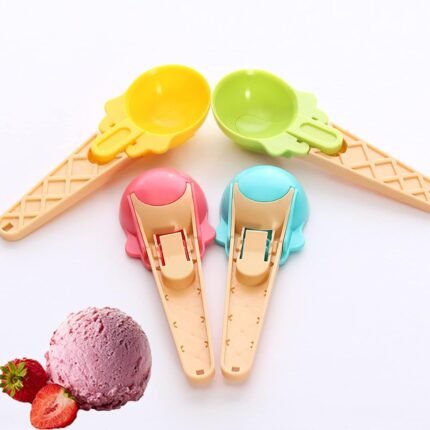 Ice Cream Spoons Set (2 pcs) Plastic Watermelon Scoopers with Trigger for Ice Cream, Fruit, and Cupcakes, Kitchen Tools